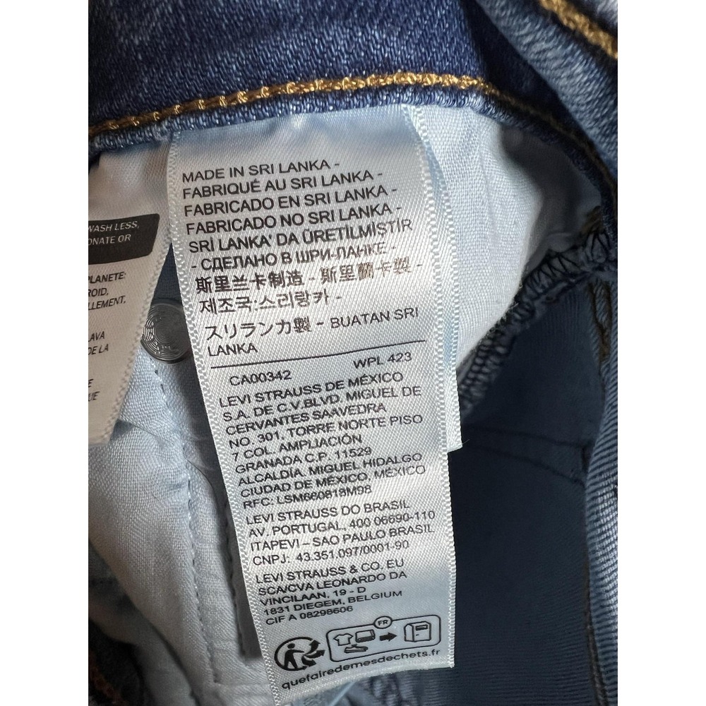 Levis Wedgie Straight Jeans Womens 31 Blue Medium Wash Button Fly Ombre Metallic - Picture 11 of 11